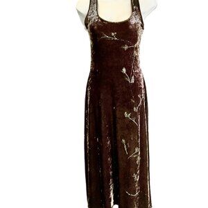 VNT ESCADA Margaretha Ley Velvet Maxi Dress Graphite Beaded Sleveless Size S